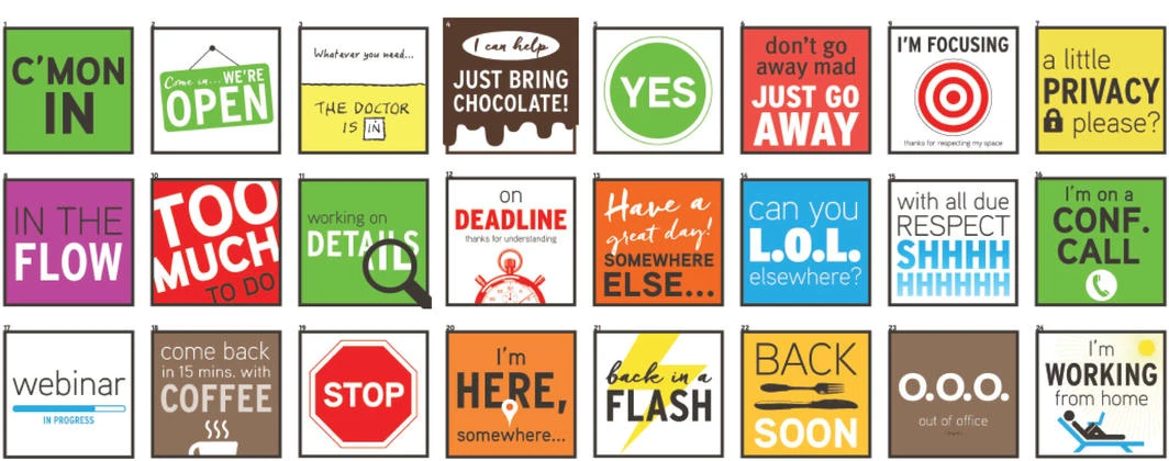 Deskmate - Office Desk Accessories, Desk Signs, Funny Office Gifts | 24  Signs to Discourage (or Invite) Distractions in an Open Office or WFH  Setting