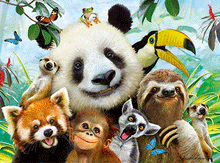 Load image into Gallery viewer, Zoo Selfie, Howard Robinson, 63pc, Lenticular Puzzle