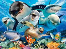 Load image into Gallery viewer, Underwater Selfie, Howard Robinson, 63pc, Lenticular Puzzle