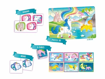 30pc, Unicorn 4 IN 1  EDUKIT - jigsaw puzzle and games