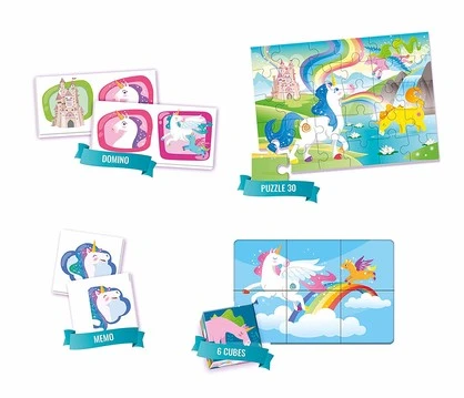 30pc, Unicorn 4 IN 1  EDUKIT - jigsaw puzzle and games