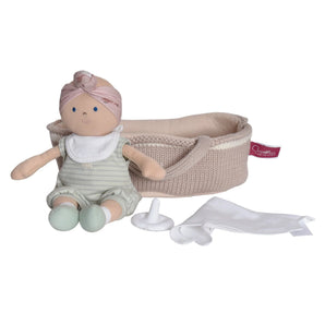 Remi, Carry Cot, Knitted with Baby, Soother and Blanket - Light Skin Doll