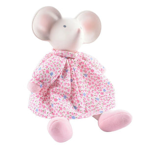 Meiya the Mouse Rubber Head Toy in Floral Pink Dress