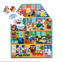 Load image into Gallery viewer, nearly complete puzzle in the shape of a house. 3 pieces out.