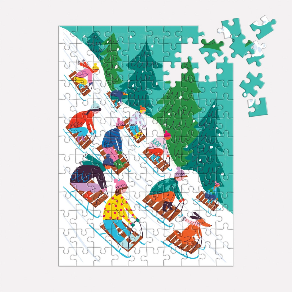 Winter Sledding 130pc Puzzle Ornament