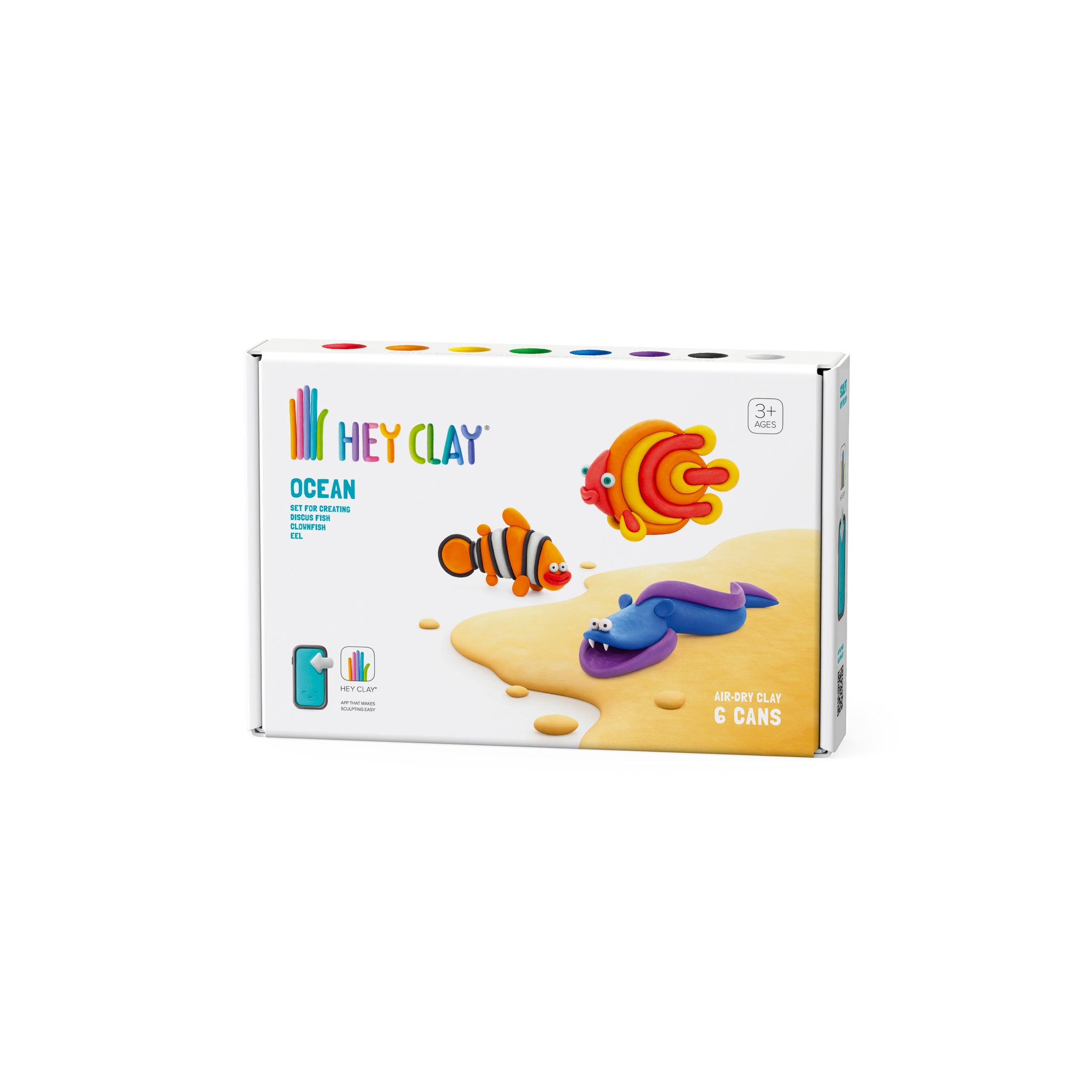 HEY CLAY - OCEAN (CLOWNFISH, DISCUS, FISH, EEL), 6 CANS – Logical Toys
