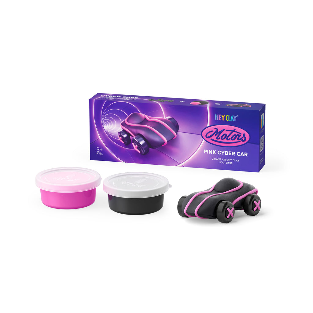 HEY CLAY - CYBER CAR (PINK), 2 cans, 1 car base, insert with stickers