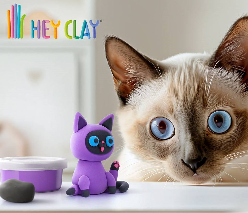 HEY CLAY, FLUFFY PETS, SIAMESE CAT, 3 CANS, 5 COLOUR