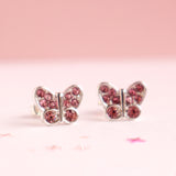 Pink Crystal Butterfly Earrings in Fairy Magic Trinket Box