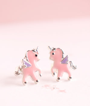 Pink Unicorn Earrings in Fairy Magic Trinket Box