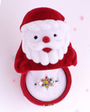 Christmas Lights Jewel Ring in Red Santa Box