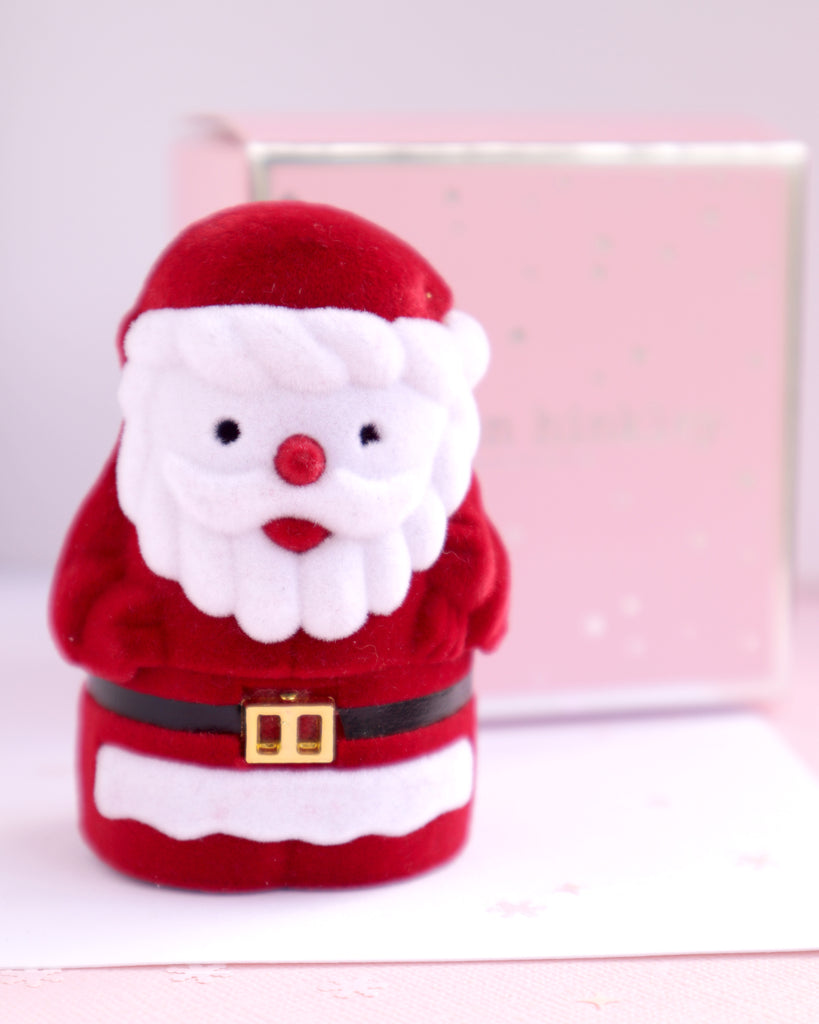 Red Starry Earrings in Velvet Santa Trinket Box