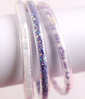 Purple Glitter Elastic Bracelet (3 Set)