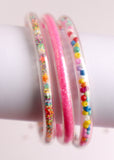 Hot Pink Glitter Elastic Bracelet (3 Set)