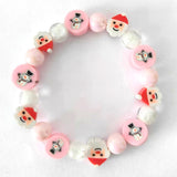 Pink Fimo Xmas Elastic Bracelet