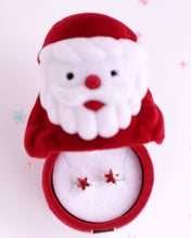 Load image into Gallery viewer, Red Starry Earrings in Velvet Santa Trinket Box