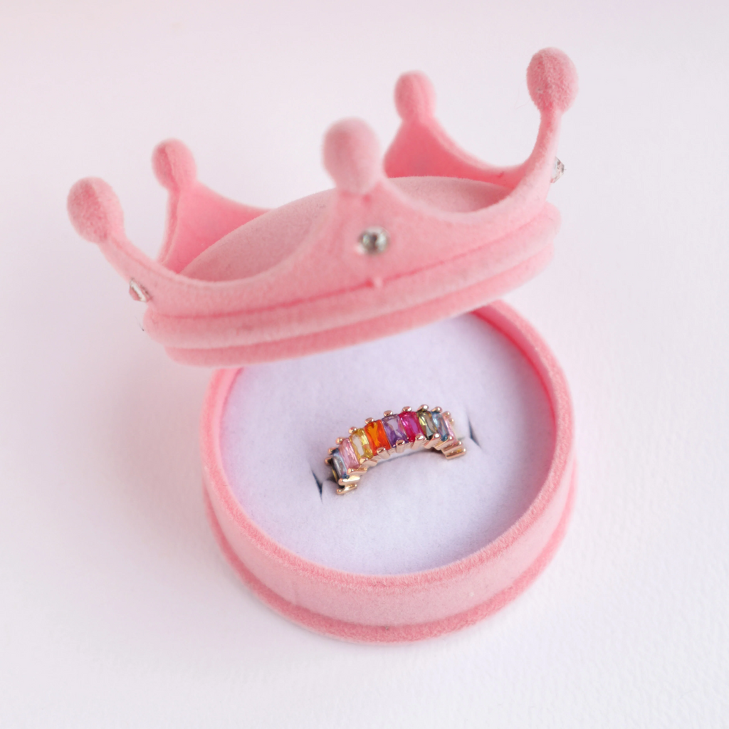 Endless Rainbow Ring in Velvet Crown Box