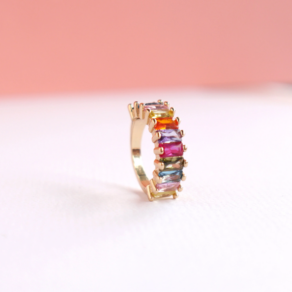 Endless Rainbow Ring in Velvet Crown Box