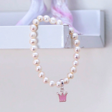 Load image into Gallery viewer, Freshwater Pearl Crown Charm Bracelet