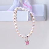 Freshwater Pearl Crown Elastic Charm Bracelet