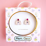 Mon Coco - Rainbow Heart Clip-on Earrings
