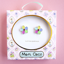 Load image into Gallery viewer, Mon Coco - Rainbow Flower Clip-on Earrings