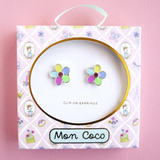 Mon Coco - Rainbow Flower Clip-on Earrings