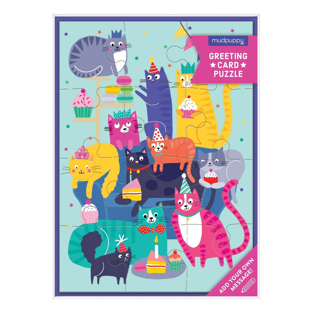 Cat Party Party Greeting Card Puzzle