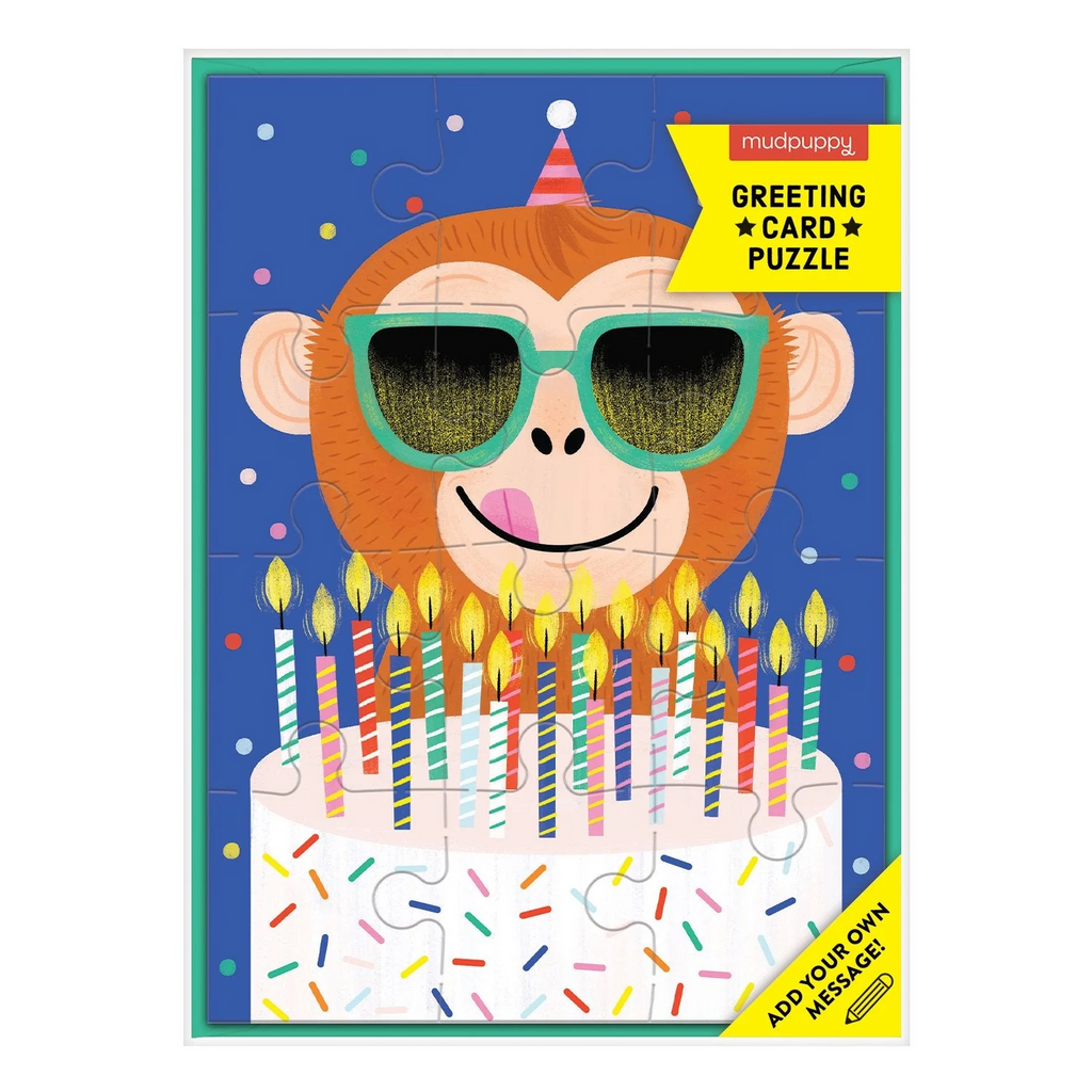 Monkey Cake Party Greeting Card Puzzle