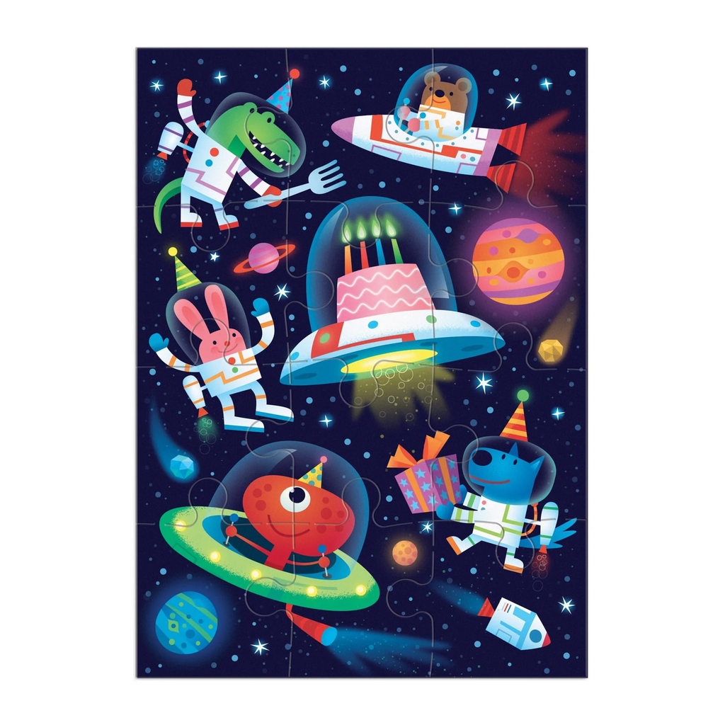 Cosmic Party Greeting Card Puzzle