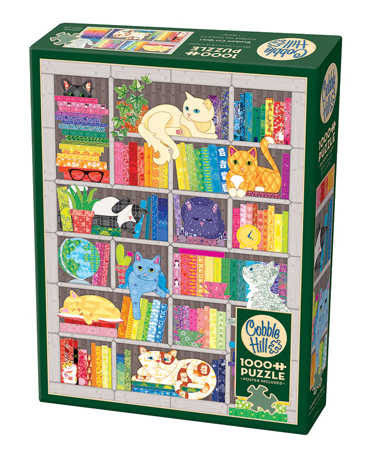 Rainbow Cat Quilt, 1000pc Puzzle, Compact