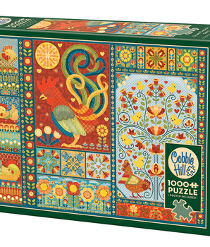 Scandi Chicken Quilt, 1000pc Puzzle, Compact