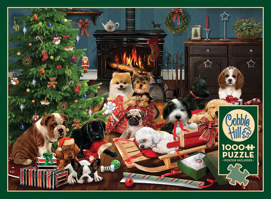 Christmas Puppies, 1000pc puzzle, Compact