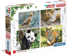 Load image into Gallery viewer, SUPER COLOUR: Progressive, 20+60+100+180 Wildlife Puzzle Set (4 puzzles)