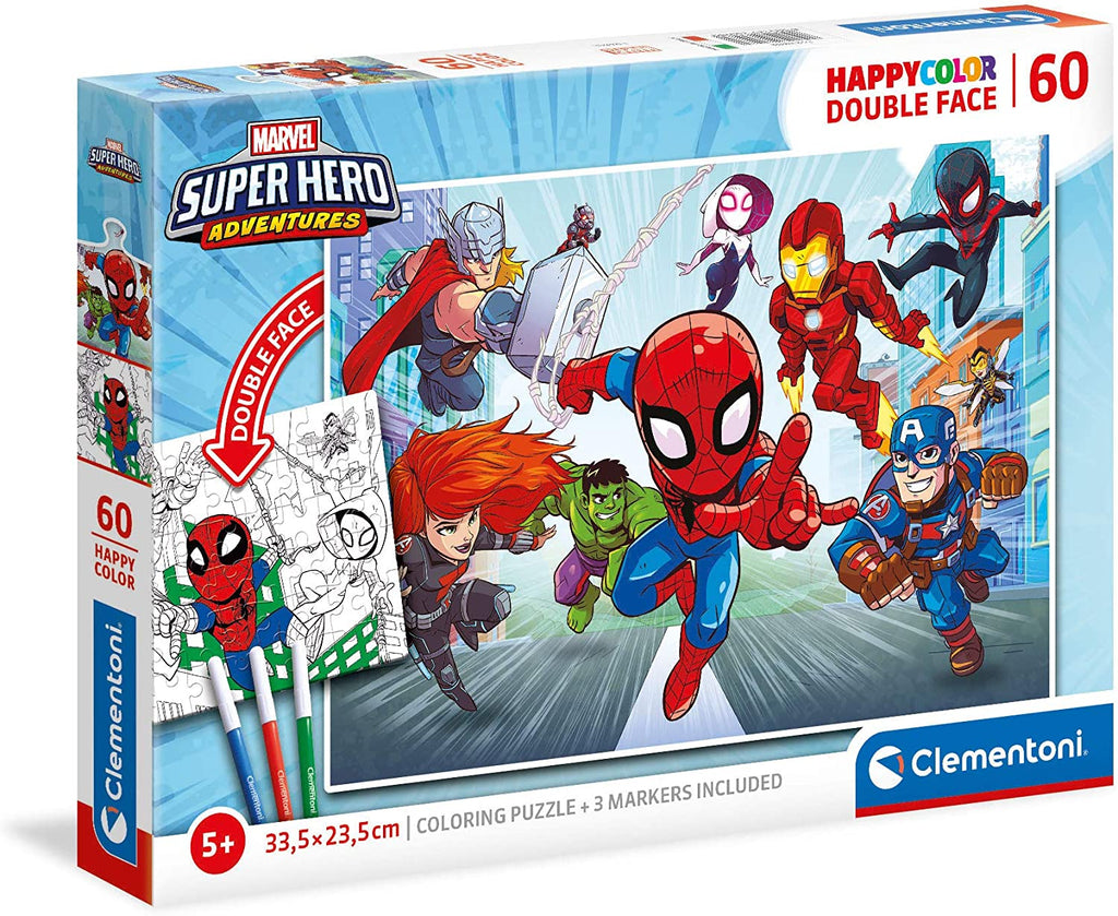 60pc Double Sided Colouring in Super Hero Puzzle