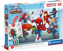 Load image into Gallery viewer, 60pc Double Sided Colouring in Super Hero Puzzle