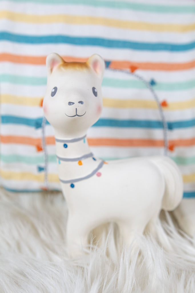 LILITH THE LLAMA - NATURAL RUBBER RATTLE TOY IN GIFT BOX 18CM
