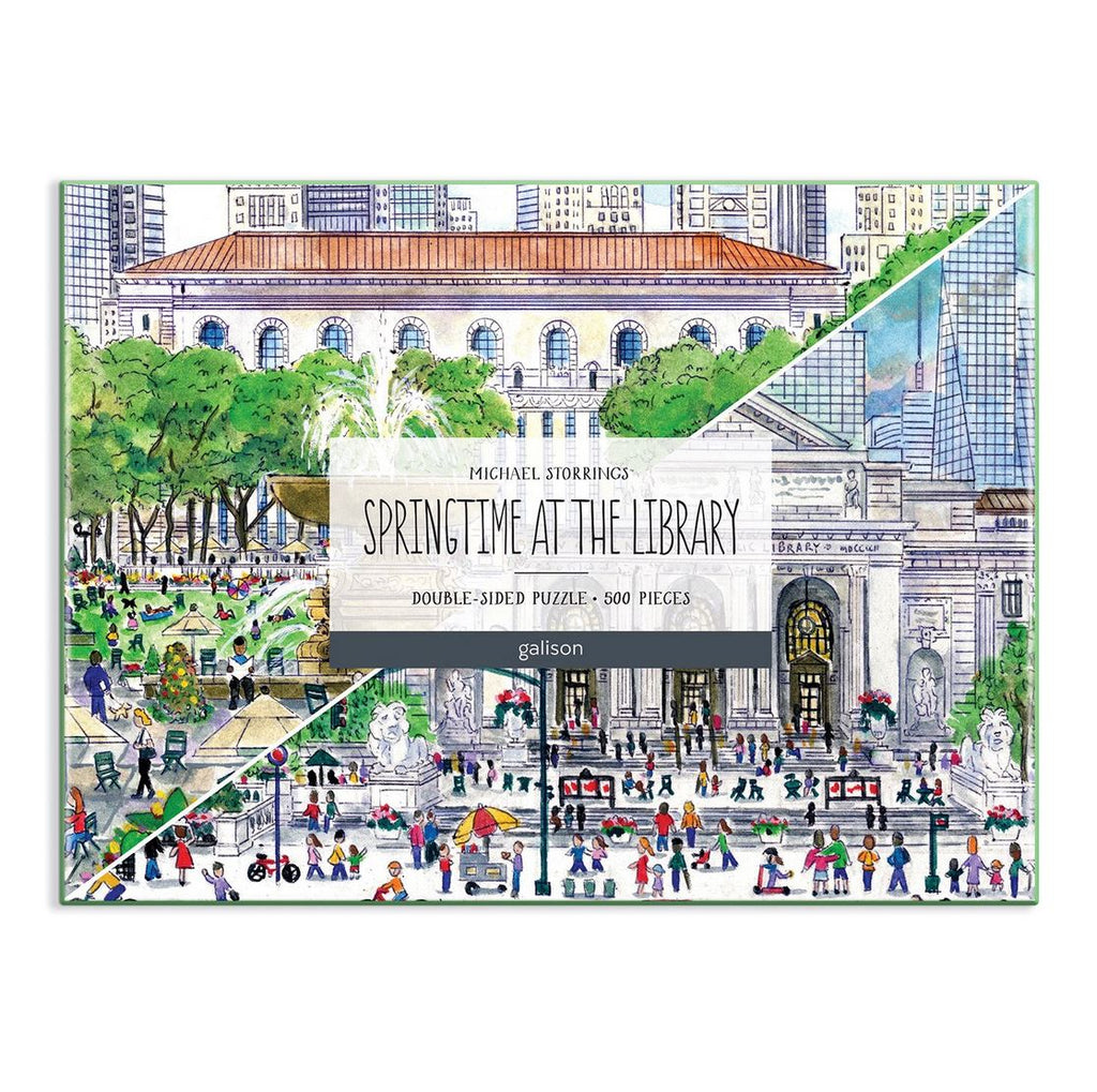 Michael Storrings Springtime at the Library 500 Piece Double-Sided Puzzle