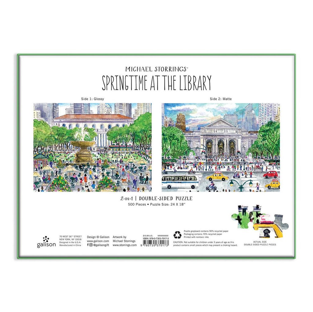 Michael Storrings Springtime at the Library 500 Piece Double-Sided Puzzle