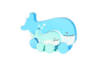 Load image into Gallery viewer, MUMMY &amp; BABY PUSH TOY - WHALE