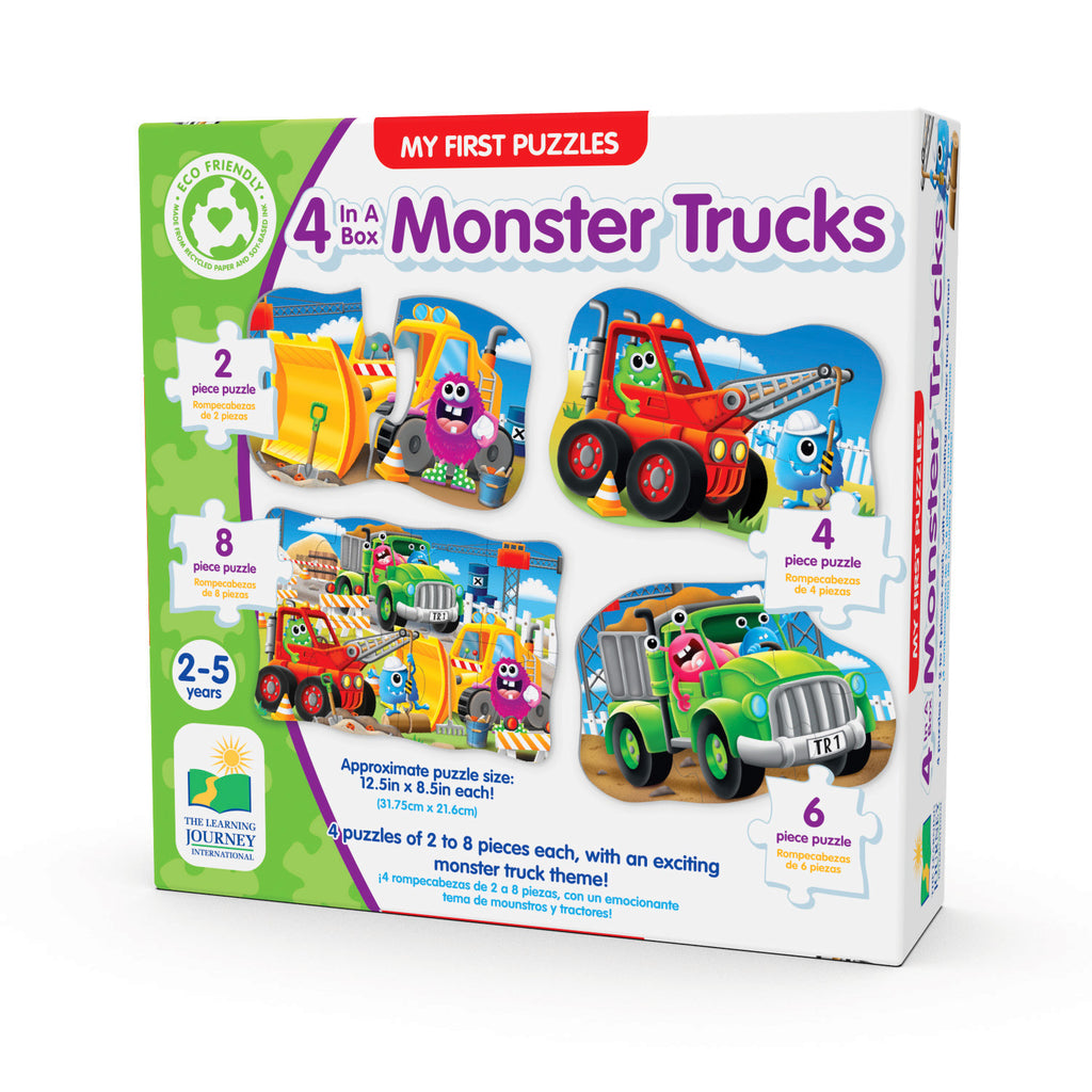 My First Puzzle Sets, 4-in-a-box Puzzles-Monster Trucks