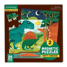 Load image into Gallery viewer, MAGNETIC PUZZLE-MIGHTY DINOSAURS  2 20PC PUZZLES