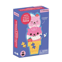 Load image into Gallery viewer, Scratch &amp; Sniff – Strawberry Cat Cone Shaped 48 Piece Mini Puzzle