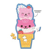 Load image into Gallery viewer, Scratch &amp; Sniff – Strawberry Cat Cone Shaped 48 Piece Mini Puzzle