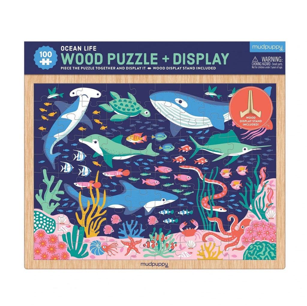 Ocean Life 100 Piece Wood Puzzle + Display
