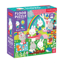 Load image into Gallery viewer, Garden Bunnies 25 Piece Floor Puzzle with Shaped Pieces