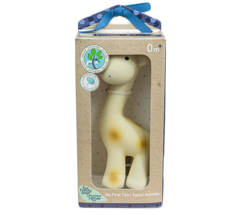 MY 1st Tikiri Safari - Giraffe - Natural Rubber Baby Rattle and Bath Toy, GIFT BOX