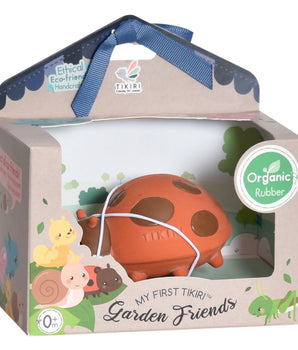 Tikiri Garden Animals - Ladybug Bath and Rattle Toy, GIFT BOX