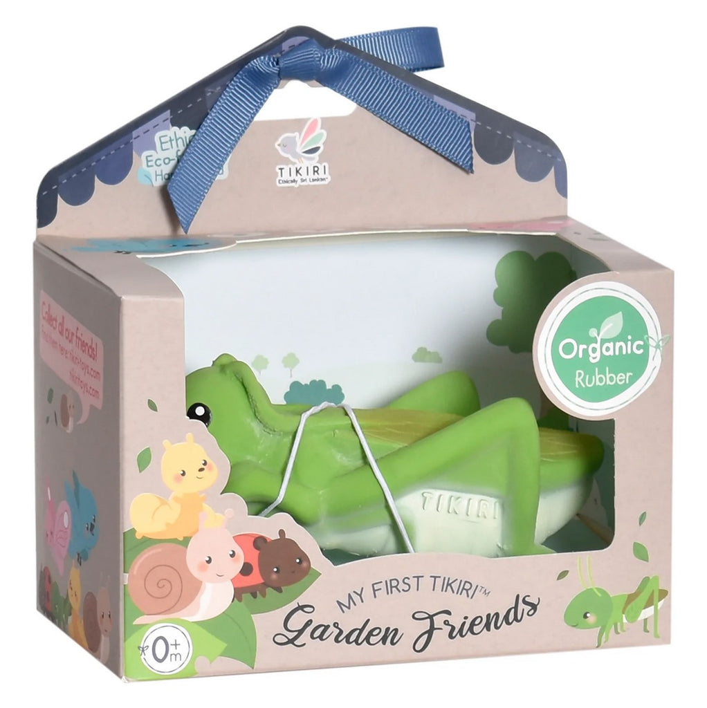 Tikiri Garden Animals - Grasshopper Teether and Rattle Toy, GIFT BOX