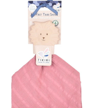 Comforter 100% Organic - Lion - in Dusty Pink Muslin with Rubber Teether